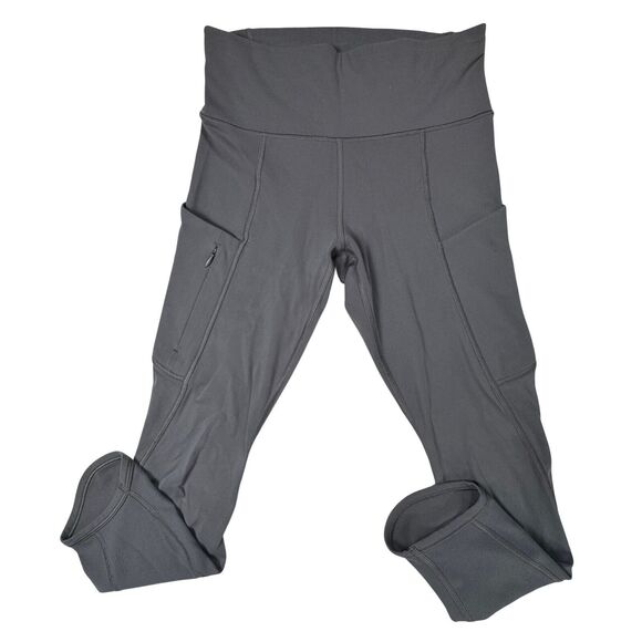 Athleta Relay Capri Pants Gray Size XS High Rise Pockets Workout - Picture 1 of 10